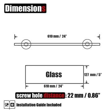 JQK Bathroom Glass Shelf Gold – Elegant Storage Solution 24x5