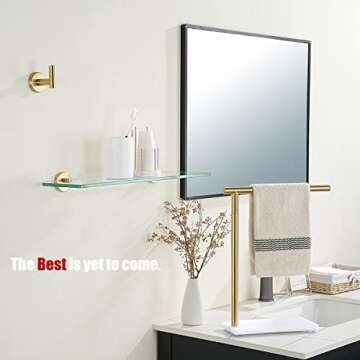 JQK Bathroom Glass Shelf Gold – Elegant Storage Solution 24x5