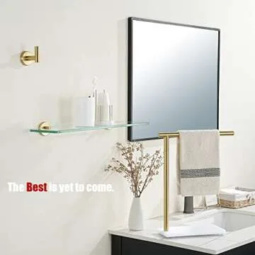 JQK Bathroom Glass Shelf Gold – Elegant Storage Solution 24x5