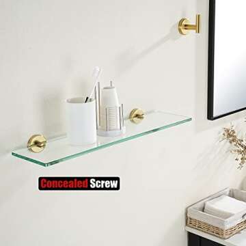 JQK Bathroom Glass Shelf Gold – Elegant Storage Solution 24x5