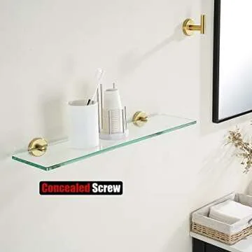 JQK Bathroom Glass Shelf Gold – Elegant Storage Solution 24x5