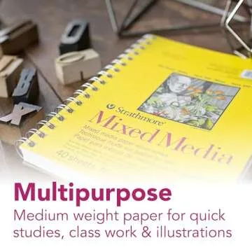 Strathmore 300 Series Mixed Media Paper Pad, Side Wire Bound, 9x12 inches, 40 Sheets (117lb/190g) - ...