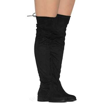MVE Shoes Women's Fashion Comfy Vegan Suede Block Heel Side Zipper Thigh High Over The Knee Boots ol...