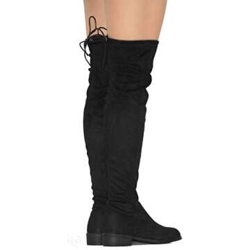 MVE Shoes Women's Fashion Comfy Vegan Suede Block Heel Side Zipper Thigh High Over The Knee Boots olimpia 14 black 8.5