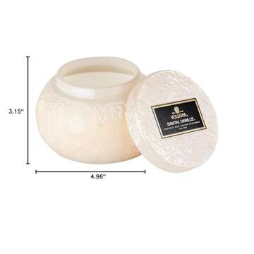 Voluspa Santal Vanille, Glass Chawan Bowl Candle, 14 Ounce, 50 Hour Burn Time, All Natural Wicks and Coconut Wax for Clean Burning, Vegan, Poured in The USA