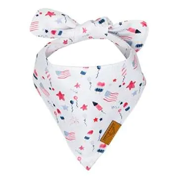 Remy+Roo Large 4th of July Dog Bandanas - 2 Pack Liberty Set | Premium Durable Adjustable Polyester Fabric | Patented Shape Dog Bandanas | Summer Dog Bandana | American Flag Dog Bandana