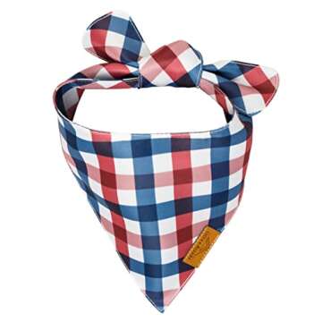 Remy+Roo Large 4th of July Dog Bandanas - 2 Pack Liberty Set | Premium Durable Adjustable Polyester Fabric | Patented Shape Dog Bandanas | Summer Dog Bandana | American Flag Dog Bandana