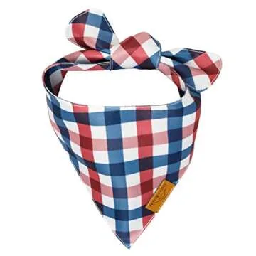 Remy+Roo Large 4th of July Dog Bandanas - 2 Pack Liberty Set | Premium Durable Adjustable Polyester Fabric | Patented Shape Dog Bandanas | Summer Dog Bandana | American Flag Dog Bandana