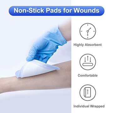Niceful 10 Pcs Super Absorbent Wound Dressing 5"x5", 5-Layer Absorbent Structure, HSA FSA Eligible, Ultra Soft Wound Pads Surgical Dressing Absorbent Pads for Wounds