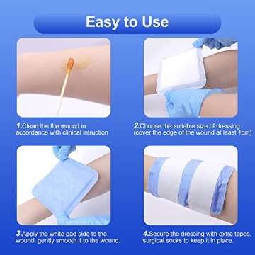 Niceful 10 Pcs Super Absorbent Wound Dressing 5"x5", 5-Layer Absorbent Structure, HSA FSA Eligible, Ultra Soft Wound Pads Surgical Dressing Absorbent Pads for Wounds