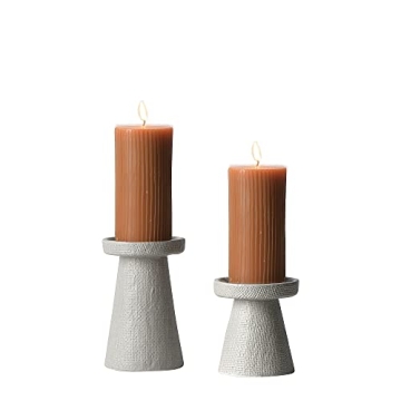 Main + Mesa Stoneware Candle Holders Set of 2  Gray