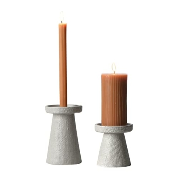 Main + Mesa Stoneware Candle Holders Set of 2  Gray
