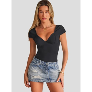 Trendy Queen Deep V-Neck Backless Tops for Women