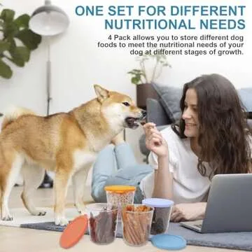 LUVCOSY 4 Pack Dog Treat Container with Silicone Lids, 32 OZ Dog Food Storage Container, BPA-Free Pet Treats Storage Organizer for Dog and Cat, Airtight Treats Canister for Dog Cookie, Pet Snacks