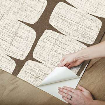 RoomMates RMK12349PL Mid-Century Beads Peel and Stick Wallpaper, Brown