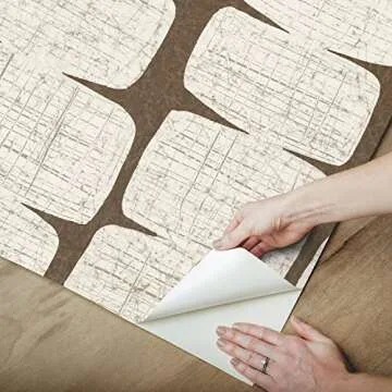 RoomMates RMK12349PL Mid-Century Beads Peel and Stick Wallpaper, Brown