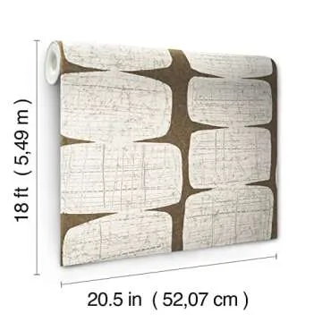 RoomMates RMK12349PL Mid-Century Beads Peel and Stick Wallpaper, Brown