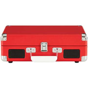 Crosley CR8005DP-RE1 Cruiser Plus Vintage 3-Speed Bluetooth in/Out Suitcase Vinyl Record Player Turntable, Red