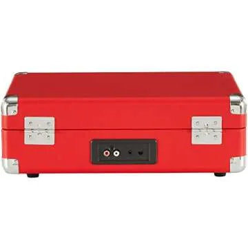 Crosley CR8005DP-RE1 Cruiser Plus Vintage 3-Speed Bluetooth in/Out Suitcase Vinyl Record Player Turntable, Red