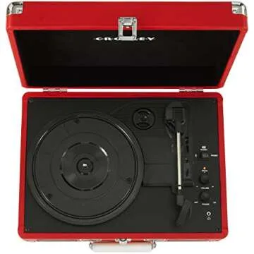 Crosley CR8005DP-RE1 Cruiser Plus Vintage 3-Speed Bluetooth in/Out Suitcase Vinyl Record Player Turntable, Red