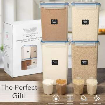 WHITE FEATHER Supplies 4 Pc Airtight Food Storage Containers