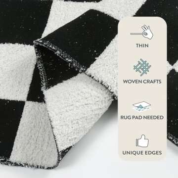 Lahome Black and White Checkered Rug for Bedroom 3x5, Modern Washable Race Car Rugs for Boys Room, Cotton Woven Checkerboard Carpet for Kids Nursery Playroom, Low Pile Checker Floor Carpets Indoor