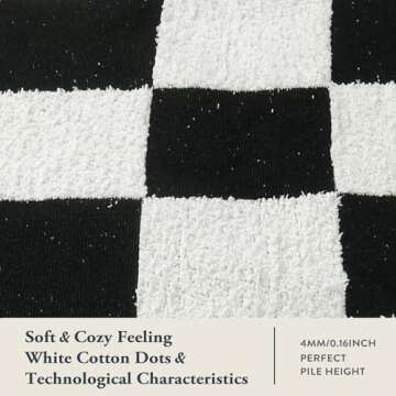 Lahome Black and White Checkered Rug for Bedroom 3x5, Modern Washable Race Car Rugs for Boys Room, Cotton Woven Checkerboard Carpet for Kids Nursery Playroom, Low Pile Checker Floor Carpets Indoor