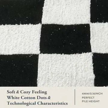 Lahome Black and White Checkered Rug for Bedroom 3x5, Modern Washable Race Car Rugs for Boys Room, Cotton Woven Checkerboard Carpet for Kids Nursery Playroom, Low Pile Checker Floor Carpets Indoor