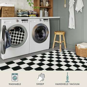 Lahome Black and White Checkered Rug for Bedroom 3x5, Modern Washable Race Car Rugs for Boys Room, Cotton Woven Checkerboard Carpet for Kids Nursery Playroom, Low Pile Checker Floor Carpets Indoor