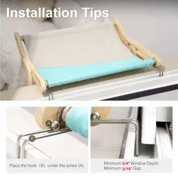 cat window perch for indoor cats - Cat bed window, Adjustable, Durable and Stable cat Bed, Provides Full Sunbathing Space and can Hold up to 40 lbs(Blue)