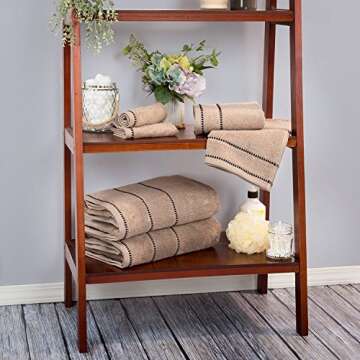 6PC Towel Set - 525GSM 100% Cotton Bathroom Essentials with 2 Bath Towels, 2 Hand Cloths, and 2 Wash...