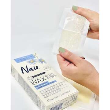 Nair Sensitive Hair Remover Wax Ready Strips, Legs and Body Hair Removal Wax Strips, 40 Count