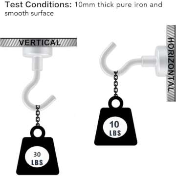 E BAVITE 30Lbs Magnetic Hooks 10 Pack - Strong & Versatile