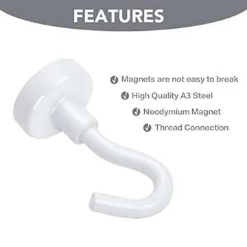 E BAVITE 30Lbs Magnetic Hooks 10 Pack - Strong & Versatile