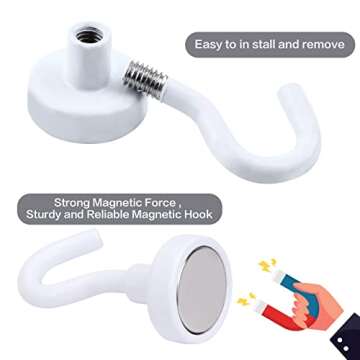 E BAVITE 30Lbs Magnetic Hooks 10 Pack - Strong & Versatile