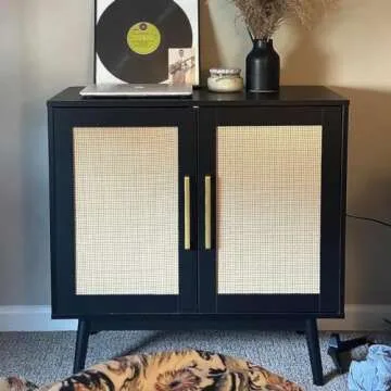LYNSOM Sideboard Buffet Cabinet with Rattan Doors