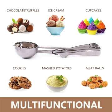 Ice Cream Scoop, 3Pcs Cookie Scoop Set, Cookie Scoops for Baking Set of 3, Ice Cream Scooper with Trigger Release, Cookie Scooper for Baking, Cupcake Scoop for Baking Set of 3 with Cookie Dough Scoop