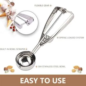 Ice Cream Scoop, 3Pcs Cookie Scoop Set, Cookie Scoops for Baking Set of 3, Ice Cream Scooper with Trigger Release, Cookie Scooper for Baking, Cupcake Scoop for Baking Set of 3 with Cookie Dough Scoop