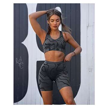 GXIN Women's Workout 2 Piece Outfits High Waist Running Shorts Seamless Gym Yoga Sports Bra Grey