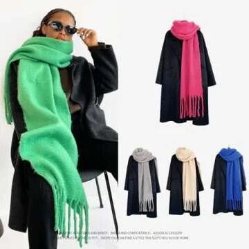 OUNIYA Colorful Chunky Scarf for Winter Warmth and Style