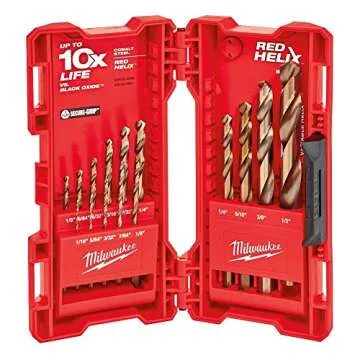 Milwaukee 48-89-2331 3/8-inch 15-Piece Cobalt Red Helix Secure Grip Drill Bit Set w/ Hard Plastic Foldout Storage Case
