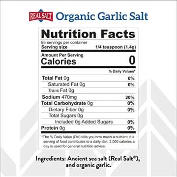 Redmond Real Sea Salt - Natural Unrefined Gluten Free, Garlic Salt 4.75 Ounce (2 Pack)