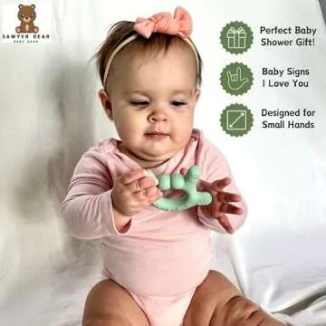 I Love You Silicone Hand Teether, BPA-Free Baby Soother