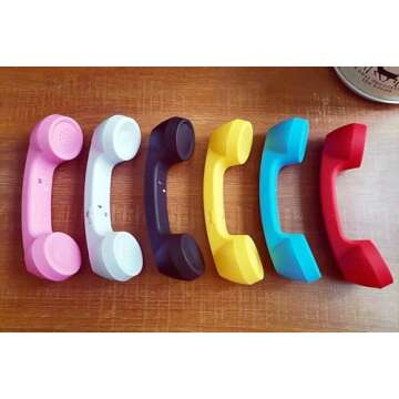 ENJOY-UNIQUE Wireless Retro Telephone Handset and Wire Radiation-Proof Handset Receivers Headphones for a Mobile Phone with Comfortable Call (Pink)