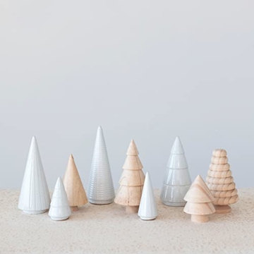 Creative Co-Op Pine Wood and Stoneware Holiday Trees
