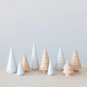 Creative Co-Op Pine Wood and Stoneware Holiday Trees
