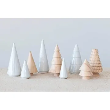 Creative Co-Op Pine Wood and Stoneware Holiday Trees