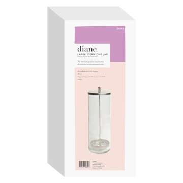 Diane Glass Disinfectant Jar for Sterilizing Hair Salon Shears, Combs, Barber Cleaning Supplies, Clippers, and Nail Tools – Large - 10” Tall x 3.4” Wide – 33 Fl Oz Capacity