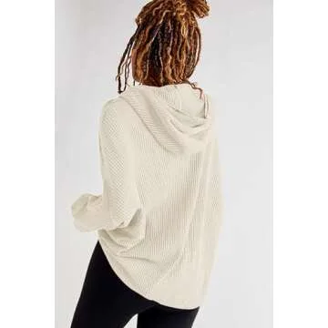 SAUKOLE Shirt Jackets for Women 2025 Trendy Waffle Knit Tops Zip Up Hoodies Casual Long Batwing Sleeve Boyfriend Slouchy Sweater