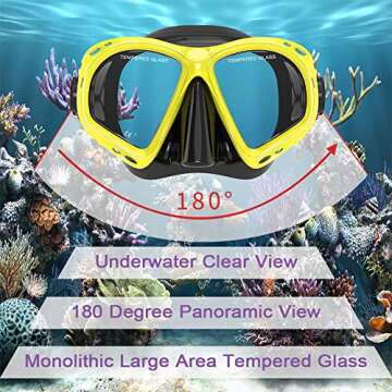 WACOOL Professional Adult Kids Snorkeling Snorkel Diving Scuba Package Set Gear Anti-Fog Coated Glas...